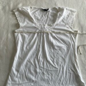 Style & Co. White Lace Accent Short Sleeve Top